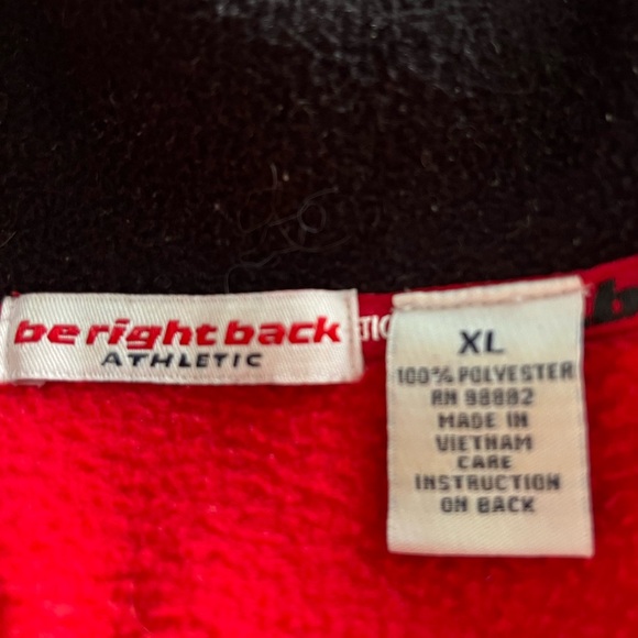 BE RIGHT BACK ATHLETIC Varsity  Red Full Zip Fleece Jacket XL - Picture 7 of 7